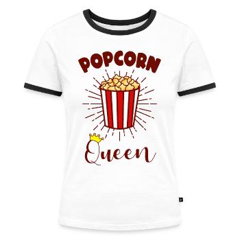 Popcorn Kostüm - Frauen Kontrast-T-Shirt - Weiß/Schwarz - Vorne - Selfina (174cm)