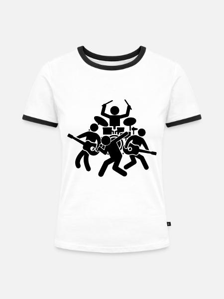 Musik Band - Frauen Kontrast-T-Shirt - Weiß/Schwarz