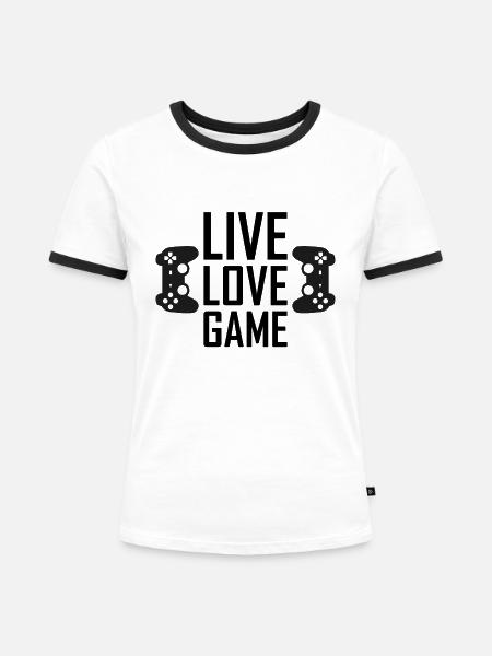 Gaming - Frauen Kontrast-T-Shirt - Weiß/Schwarz