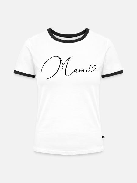 Mami Schrift - Frauen Kontrast-T-Shirt - Weiß/Schwarz