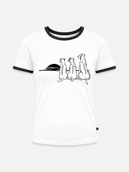 3 Rhodesian Ridgeback - Frauen Kontrast-T-Shirt - Weiß/Schwarz