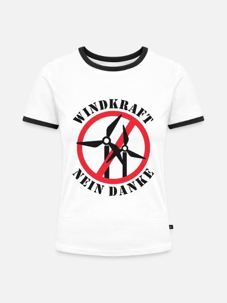 Windkraft Nein Danke - Frauen Kontrast-T-Shirt - Weiß/Schwarz