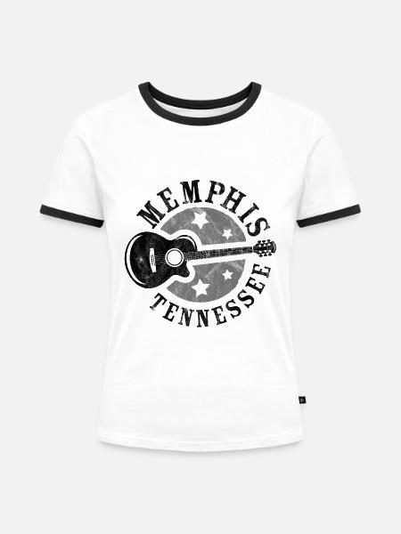 Memphis, Tennessee, Gitarre - Frauen Kontrast-T-Shirt - Weiß/Schwarz