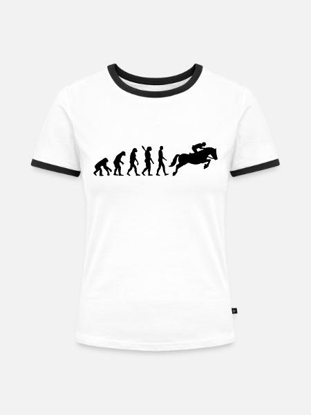 Springreiten - Frauen Kontrast-T-Shirt - Weiß/Schwarz