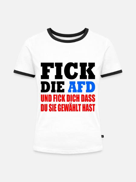 fick die afd - Frauen Kontrast-T-Shirt - Weiß/Schwarz