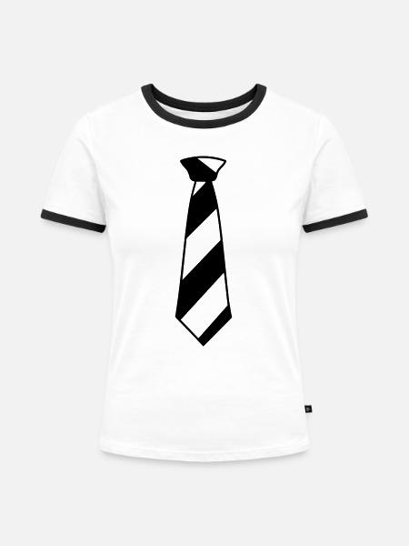 Binden - Frauen Kontrast-T-Shirt - Weiß/Schwarz