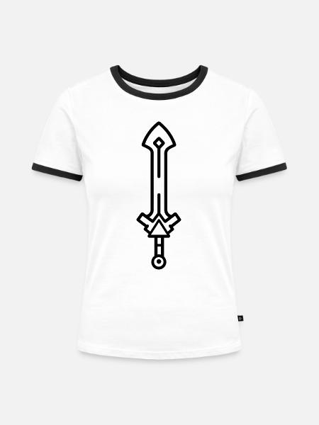Schwert - Frauen Kontrast-T-Shirt - Weiß/Schwarz