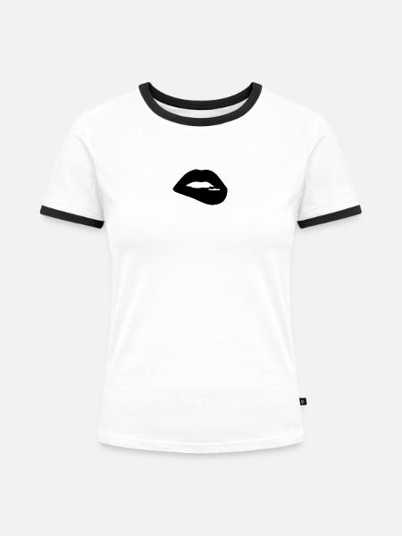Versuchung - Frauen Kontrast-T-Shirt - Weiß/Schwarz
