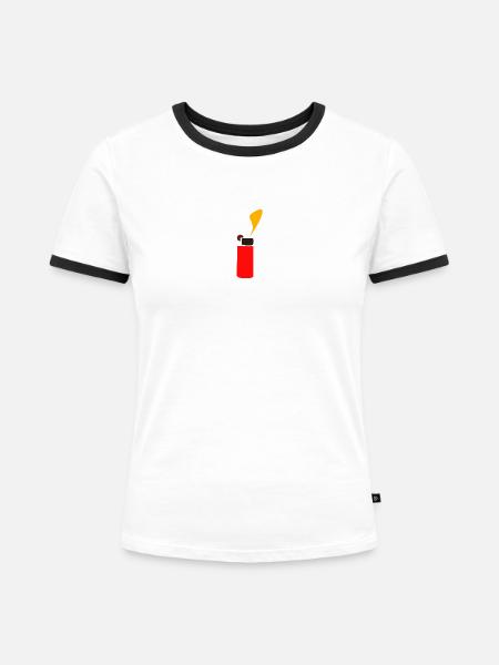 Feuerzeug Design als Geschenkidee - Frauen Kontrast-T-Shirt - Weiß/Schwarz