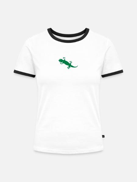 Gecko - Frauen Kontrast-T-Shirt - Weiß/Schwarz