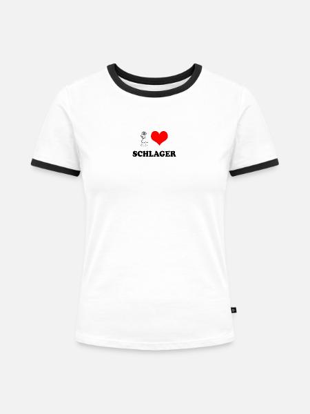Ich liebe Schlager - Frauen Kontrast-T-Shirt - Weiß/Schwarz