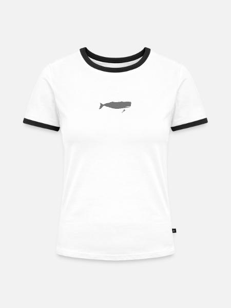 Scuba Taucher mit Pottwal - Frauen Kontrast-T-Shirt - Weiß/Schwarz