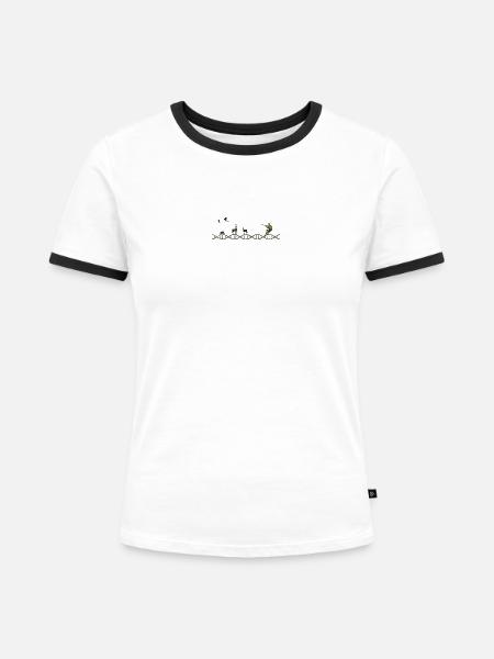 DNA Jagd Tarnmuster - Frauen Kontrast-T-Shirt - Weiß/Schwarz