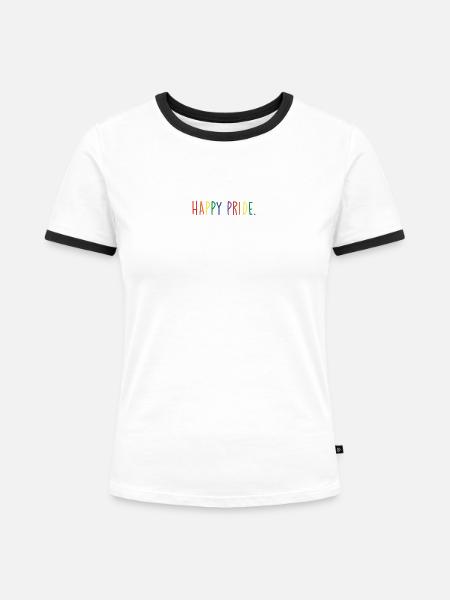 HAPPY PRIDE rainbow - Frauen Kontrast-T-Shirt - Weiß/Schwarz