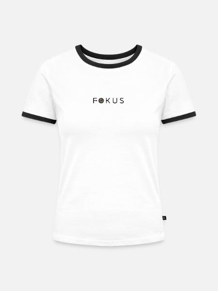 FOKUS Linse - Frauen Kontrast-T-Shirt - Weiß/Schwarz