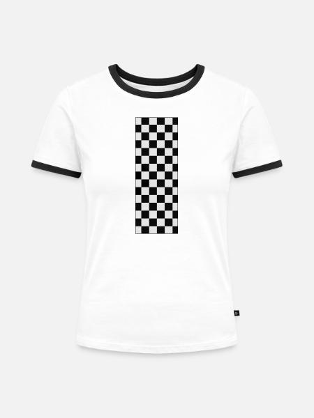 Schachbrett Muster Design Buchstabe I - Frauen Kontrast-T-Shirt - Weiß/Schwarz
