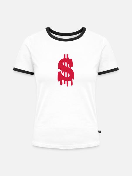 Dollar am Ende - Frauen Kontrast-T-Shirt - Weiß/Schwarz