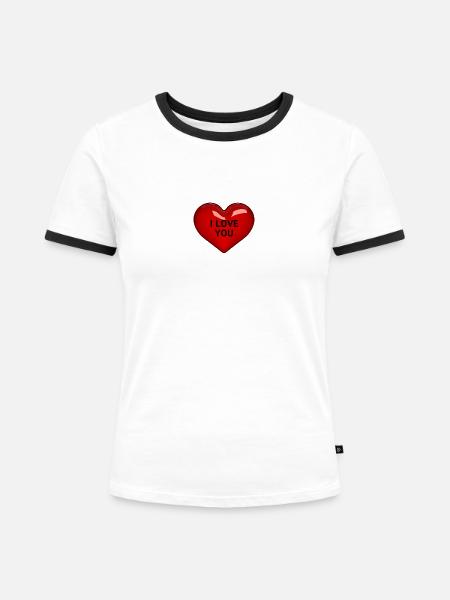 I LOVE YOU - Frauen Kontrast-T-Shirt - Weiß/Schwarz