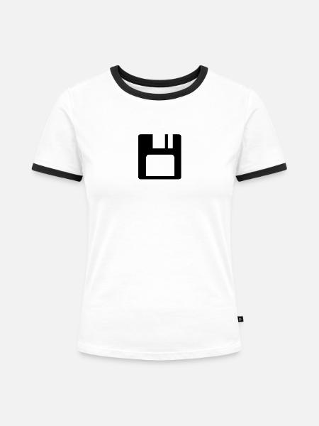 Diskette - Frauen Kontrast-T-Shirt - Weiß/Schwarz
