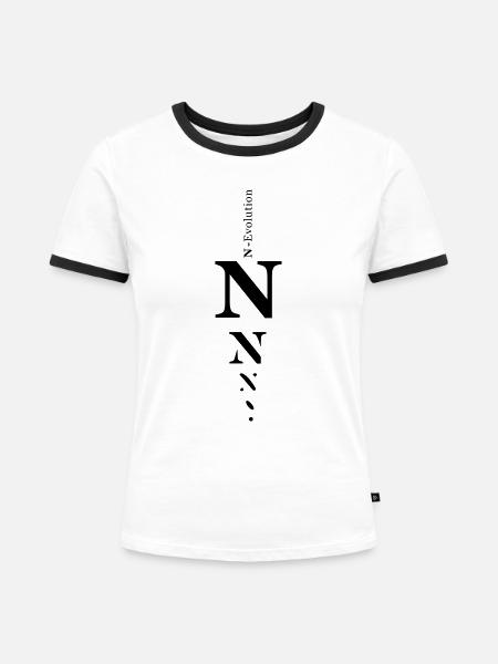 N - Frauen Kontrast-T-Shirt - Weiß/Schwarz