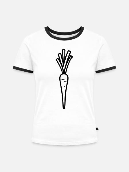 Karotte - Frauen Kontrast-T-Shirt - Weiß/Schwarz