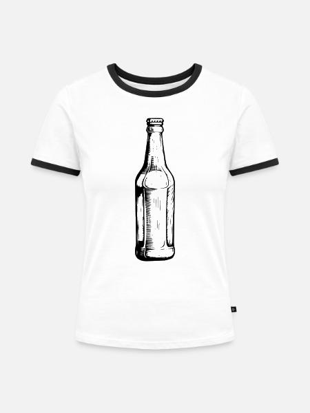 Bierflasche Bier - Frauen Kontrast-T-Shirt - Weiß/Schwarz