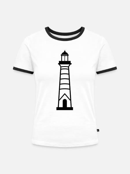 Leuchtturm - Frauen Kontrast-T-Shirt - Weiß/Schwarz