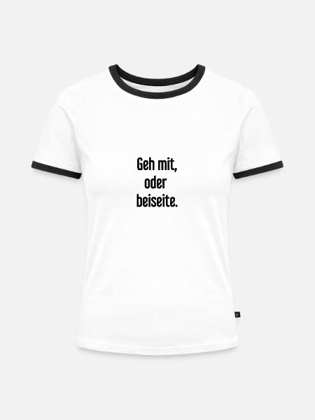 Geh mit oder beiseite - Frauen Kontrast-T-Shirt - Weiß/Schwarz