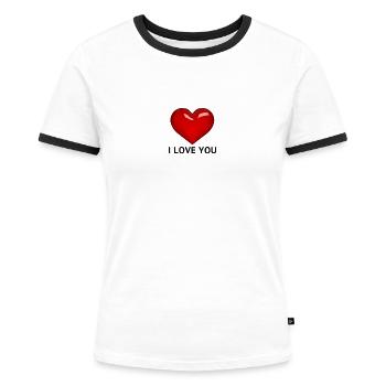 I LOVE YOU - Frauen Kontrast-T-Shirt - Weiß/Schwarz - Vorne - Selfina (174cm)