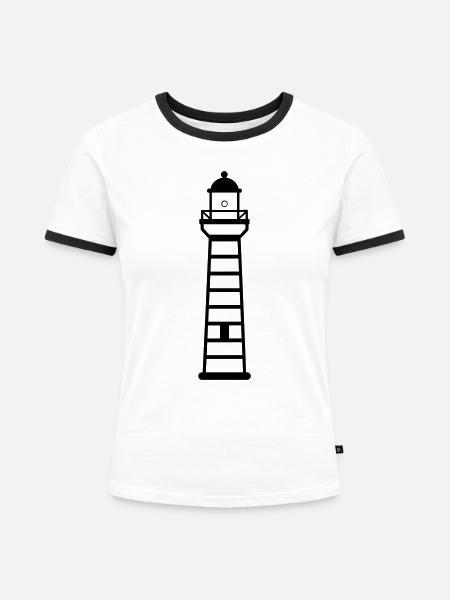 Leuchtturm - Frauen Kontrast-T-Shirt - Weiß/Schwarz