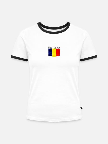 Romania 3 G - Frauen Kontrast-T-Shirt - Weiß/Schwarz