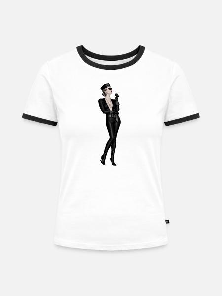 TÖDLICHE VERFÜHRERIN - Frauen Kontrast-T-Shirt - Weiß/Schwarz