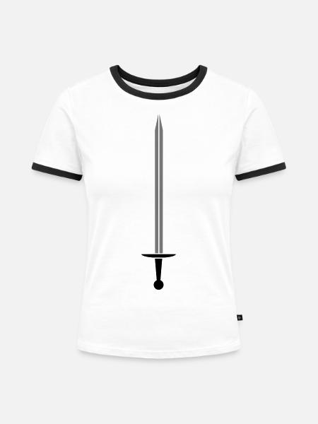 Zweifarbiges Schwert - Frauen Kontrast-T-Shirt - Weiß/Schwarz