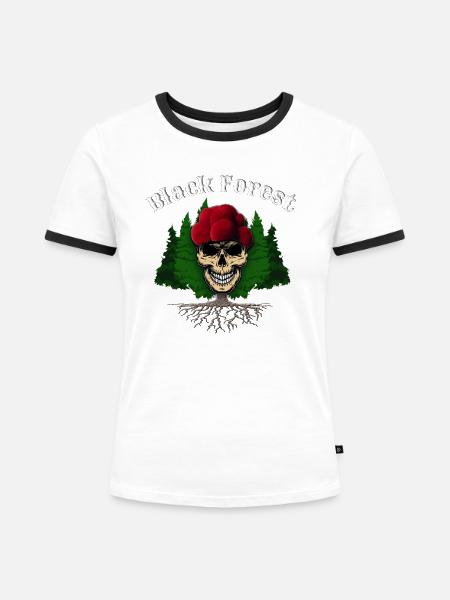 Black forest Tobera Style - Frauen Kontrast-T-Shirt - Weiß/Schwarz