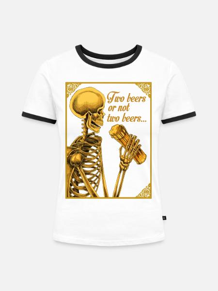 ZWEI BIERE ODER NICHT ZWEI BIERE - Frauen Kontrast-T-Shirt - Weiß/Schwarz