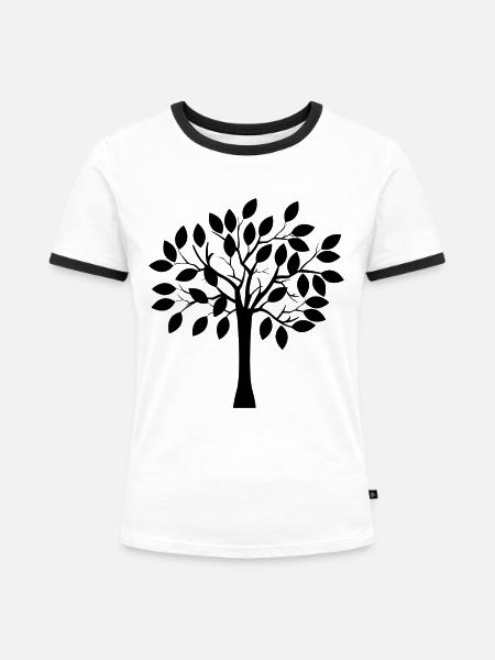 Baum - Frauen Kontrast-T-Shirt - Weiß/Schwarz