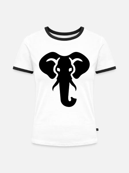 Elefant - Frauen Kontrast-T-Shirt - Weiß/Schwarz