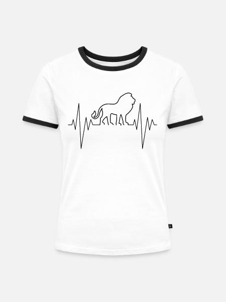 Lion Pulse - Frauen Kontrast-T-Shirt - Weiß/Schwarz