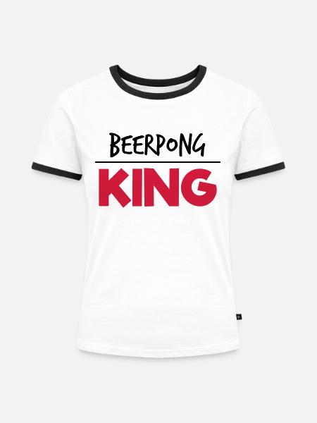 Beerpong King - Frauen Kontrast-T-Shirt - Weiß/Schwarz