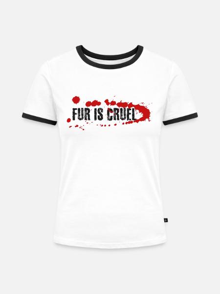 Pelz ist grausam - Frauen Kontrast-T-Shirt - Weiß/Schwarz