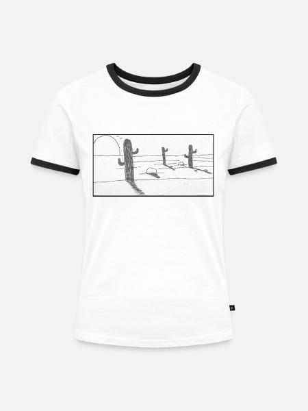 mexikanische Wüste - Frauen Kontrast-T-Shirt - Weiß/Schwarz