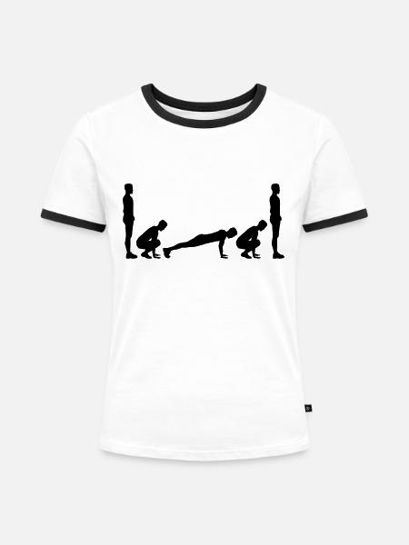 Burpees - Frauen Kontrast-T-Shirt - Weiß/Schwarz