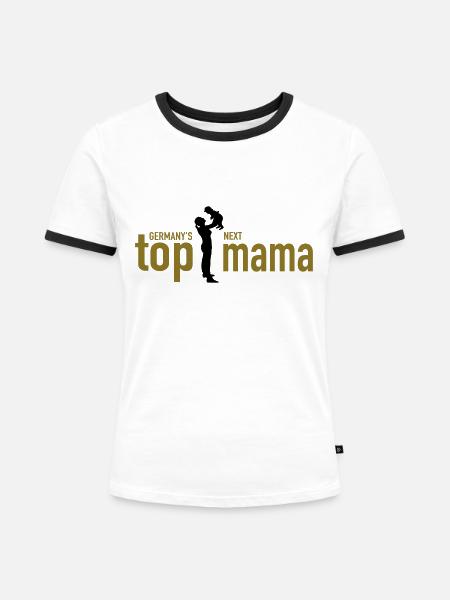 top mama - Frauen Kontrast-T-Shirt - Weiß/Schwarz