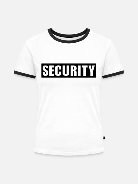 Security - Frauen Kontrast-T-Shirt - Weiß/Schwarz