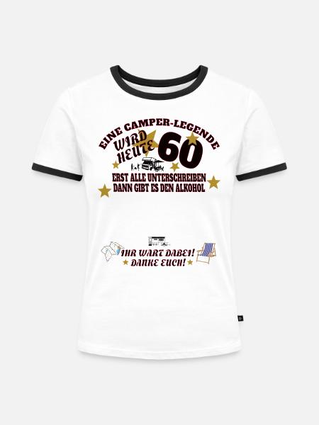 Camper Geschenkidee Camping - Frauen Kontrast-T-Shirt - Weiß/Schwarz