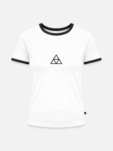 Triangles - Frauen Kontrast-T-Shirt - Weiß/Schwarz