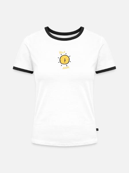Minimalistische Sonnengesicht Illustration - Frauen Kontrast-T-Shirt - Weiß/Schwarz