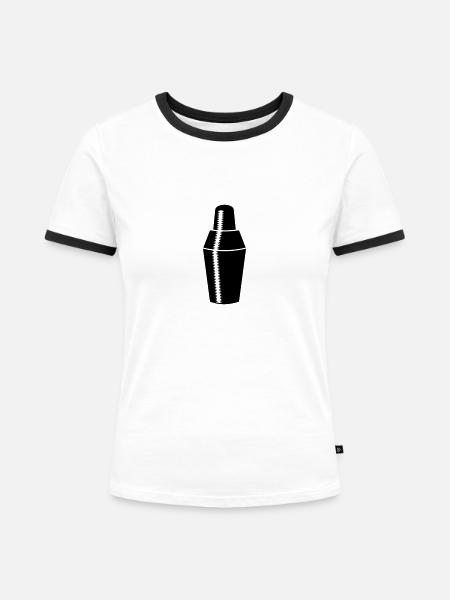 cocktail shaker (1c) - Frauen Kontrast-T-Shirt - Weiß/Schwarz