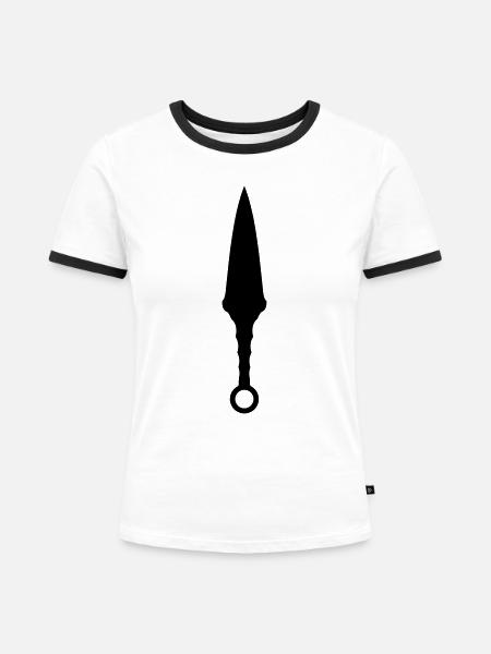 Wurfmesser 2 - Frauen Kontrast-T-Shirt - Weiß/Schwarz