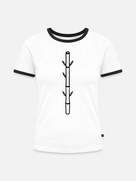 Bambus - Frauen Kontrast-T-Shirt - Weiß/Schwarz